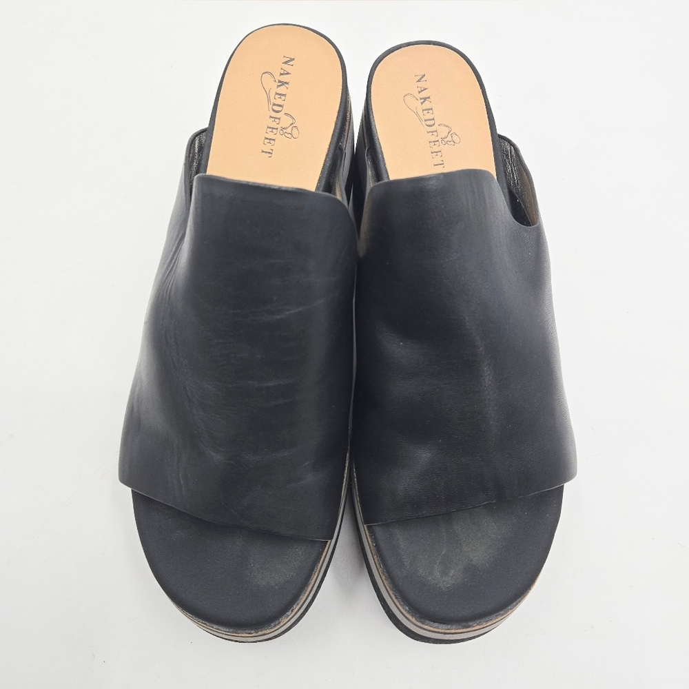 Naked Feet Sandals Flow Platform Black Leather - Picture 4 of 13